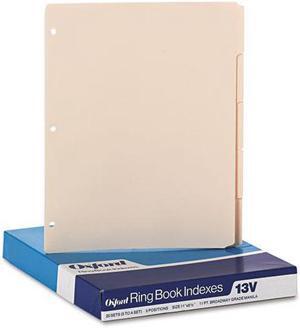 Oxford Three-Hole Punched Index for Binder 1/5 Cut 5-Tab Manila 100/Box 13V