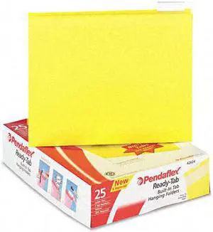 Pendaflex Colored Reinforced Hanging Folders 1/5 Tab Letter Yellow 25/Box 42624