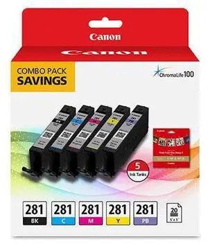 Canon CLI-281 Ink Cartridge/Paper Kit Combo Pack Ink Cartridge/Paper Kit