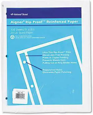 Rediform 20121 National Heavyweight Reinforced Filler Paper 100 Sheet - Letter 8.50" x 11" - 100 / Pack - White Paper