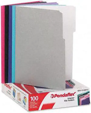 Pendaflex Interior File Folders 1/3 Cut Top Tab Letter Pastel Assortment 100/Box 421013ASST2