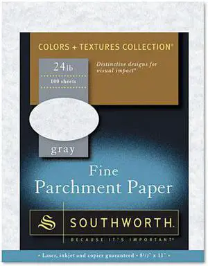 Parchment Specialty Paper, 24 Lbs., 8-1/2 X 11, Gray, 100/Box
