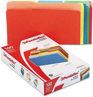 Pendaflex Interior File Folders 1/3 Cut Top Tab Legal Bright Assorted 100/Box 435013ASST