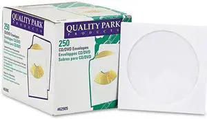 Quality Park 62905 CD/DVD Sleeves  White  250 per Box