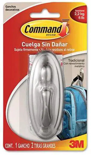 3M Command Lrg Nickel Hook 17053BN-ES Unit: EACH