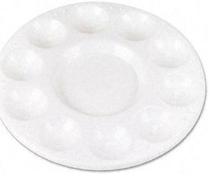 Round Plastic Paint Trays for Classroom, White, 10/Pack