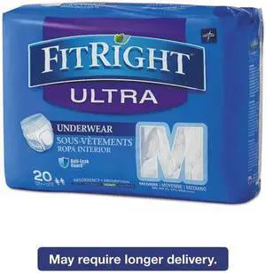 Medline - FIT23005A - FitRight Ultra Protective Underwear, Medium, 28-40 Waist, 20/Pack, 4 Pack/Ctn