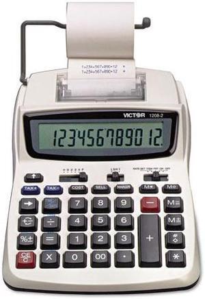 Victor 1208-2 Two-Color Compact Printing Calculator Black/Red Print 2.3 Lines/Sec 12082