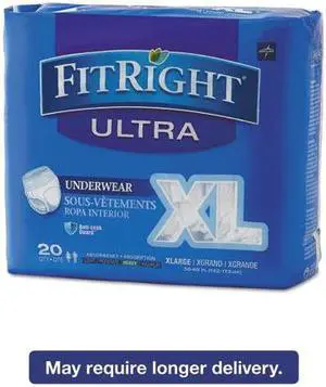 Medline - FIT23600A - FitRight Ultra Protective Underwear, X-Large, 56-68 Waist, 20/Pack, 4 Pack/Ctn