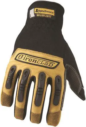 Ranchworx Leather Gloves, Black/Tan, Large