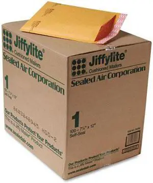 Sealed Air Jiffylite Self-Seal Mailer Side Seam #1 7 1/4 x 12 Golden Brown 100/Carton 39092