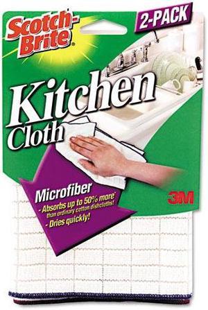3M 90322 Microfiber Kitchen Cleaning Cloth, White, 2/Pack, 1 Pack