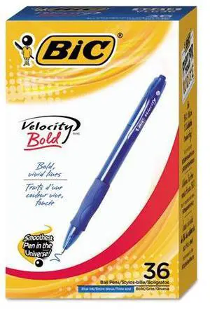 BIC Velocity Retractable Ball Pen Blue Ink 1.6 mm 36/Pack VLGB361BE