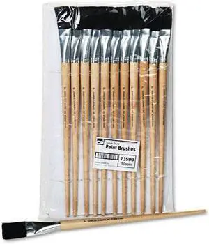 Charles Leonard Long Handle Easel Brush Size 22 Natural Bristle Flat 12/Pack