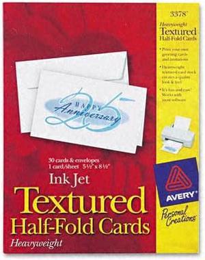 Avery Card,Txtrd Half Fold30wht 3378