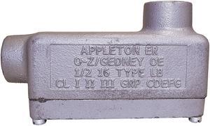 Appleton Electric Conduit Outlet Body,Iron,Trd Sz 1/2in  ERLB50