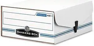 Fellowes Bankers Box 48110 LIBERTY Binder-Pak Storage Box, Letter, Snap Fastener, 9 1/8" W x 11 3/8" D x 4 3/8" H, White/Blue - 1 Each