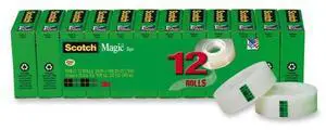 Scotch Magic Tape Value Pack, 1" Core, 0.75" X 83.33 Ft, Clear, 12/Pack 810K12