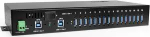 Coolgear 16 Port USB 3.2 Hub with Dual Upstream Ports, Surge Protection, Screw Lock, Rack & DIN Rail Mounting Coolgear 16 Port USB 3.2 Hub with Dual Upstream Ports, Surge Protection, Screw Lock, Rack & DIN Rail Mounting