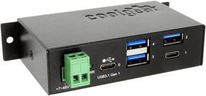 Coolgear USB C Hub 4 Port USB 3.1 Gen1 SuperSpeed USB C Upstream