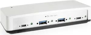 Coolgear 4 Port USB 3.2 Gen 2 Type-C Hub, 10Gbps Speeds, Screw Locking Ports, Status LEDs, AC Power Adapter Included
