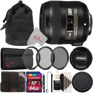Nikon AF-S DX Micro-NIKKOR 40mm f/2.8G Close-Up Lens Top Accessory Bundle