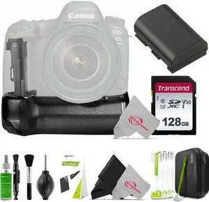 Vivitar Battery Power Grip with LP-E6 Battery + Accessory Kit for Canon 6D MII DSLR Camera