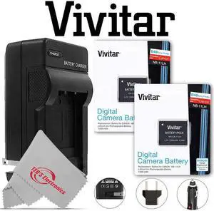 Two Vivitar VIV-CB-11LH Li-On Battery and Battery Charger for Canon NB-11L/NB-11LH