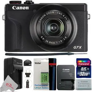 Canon PowerShot G7 X Mark III 20.2MP  4.2x Optical Zoom Digital Camera (Black) + Extra Battery & Charger