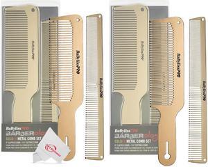Two Pcs BaByliss Pro Barberology GoldFX Metal Comb Set 9" Clipper Comb and 7.5" Cutting Comb Gold