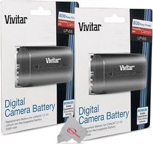 Two Packs Vivitar VIV-CB-E6 Replacement Battery for Canon LP-E6