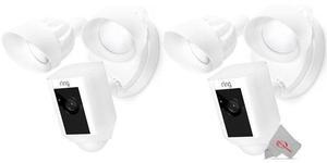 Ring Floodlight Cam Wired Plus Motion-Activated Security Camera White- Two Pieces