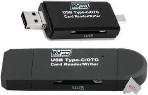 Two Pcs  VidPro USB 2.0 Type-C MicroSD and SD Card Reader