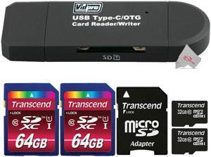 VidPro USB 2.0 Type-C MicroSD and SD Card Reader with Two Micro SD and SDHC Card