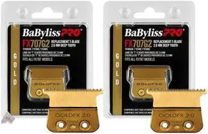 2x BaByliss PRO Replacement GoldFX Skeleton T-Blade 2.0mm Deep Tooth FX707G2