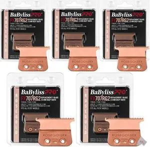 5x BaByliss PRO Replacement Rose GoldFX Skeleton T-Blade 2.0mm Deep Tooth FX707RG2