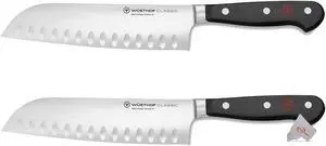 2x Wusthof Classic 7" Hollow Edge Santoku Kitchen Knife