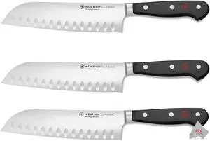 3x Wusthof Classic 7" Hollow Edge Santoku Kitchen Knife