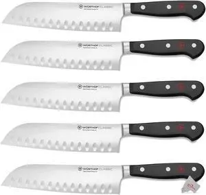 5x Wusthof Classic 7" Hollow Edge Santoku Kitchen Knife