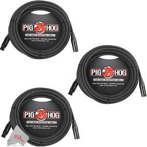 Pig Hog 8mm XLR Microphone Cable Male to Female 20 Ft Fully Balanced Premium Mic Cable  - 3 Units