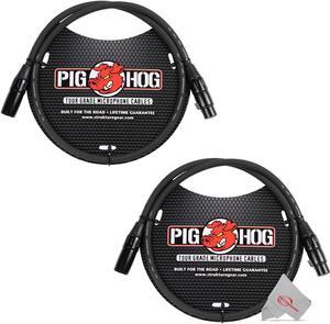 Pig Hog 8mm XLR Microphone Cable Male to Female 3 Ft Fully Balanced Premium Mic Cable  - 2 Units