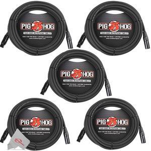 Pig Hog 8mm XLR Microphone Cable Male to Female 20 Ft Fully Balanced Premium Mic Cable  - 5 Units