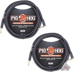 Pig Hog Tour Grade 10ft Instrument Cable 1/4 Inch to 1/4 Inch Right Angle to Straight Connectors - PH10R - 2 Units