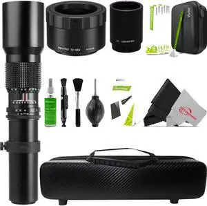 Vivitar 500mm f/8.0 Preset Telephoto Zoom Lens for Canon EF-M Mount Camera with 2x Converter