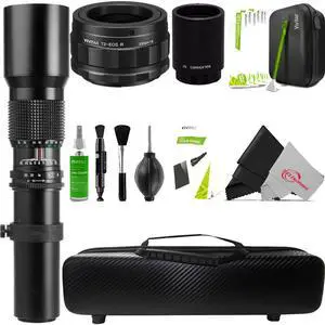 Vivitar 500mm f/8.0 Preset Telephoto Zoom Lens for Canon RF-Mount Camera with 2x Converter