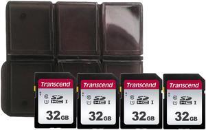4x Transcend 32GB SDXC/SDHC 300S Memory Card TS32GSDC300S with Memory Card Holder