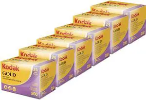 6 Units Kodak GOLD 200 Color Negative Film 35mm Roll Film, 24 Exposures