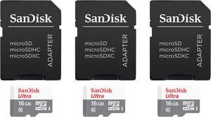 3 Packs SanDisk 16GB Ultra UHS-I microSDHC Memory Card with SD Adapter