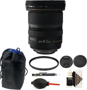Canon EF-S 10-22mm f/3.5-4.5 USM Lens + 77mm UV Filter + Dust Blower + Lens Pen + Pouch + 3pc Cleaning Kit