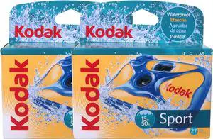 2x Kodak Water and Sport One-Time Use Disposable Camera (ISO-800) Waterproof (50'/15 m) 35mm - 27 Exposures